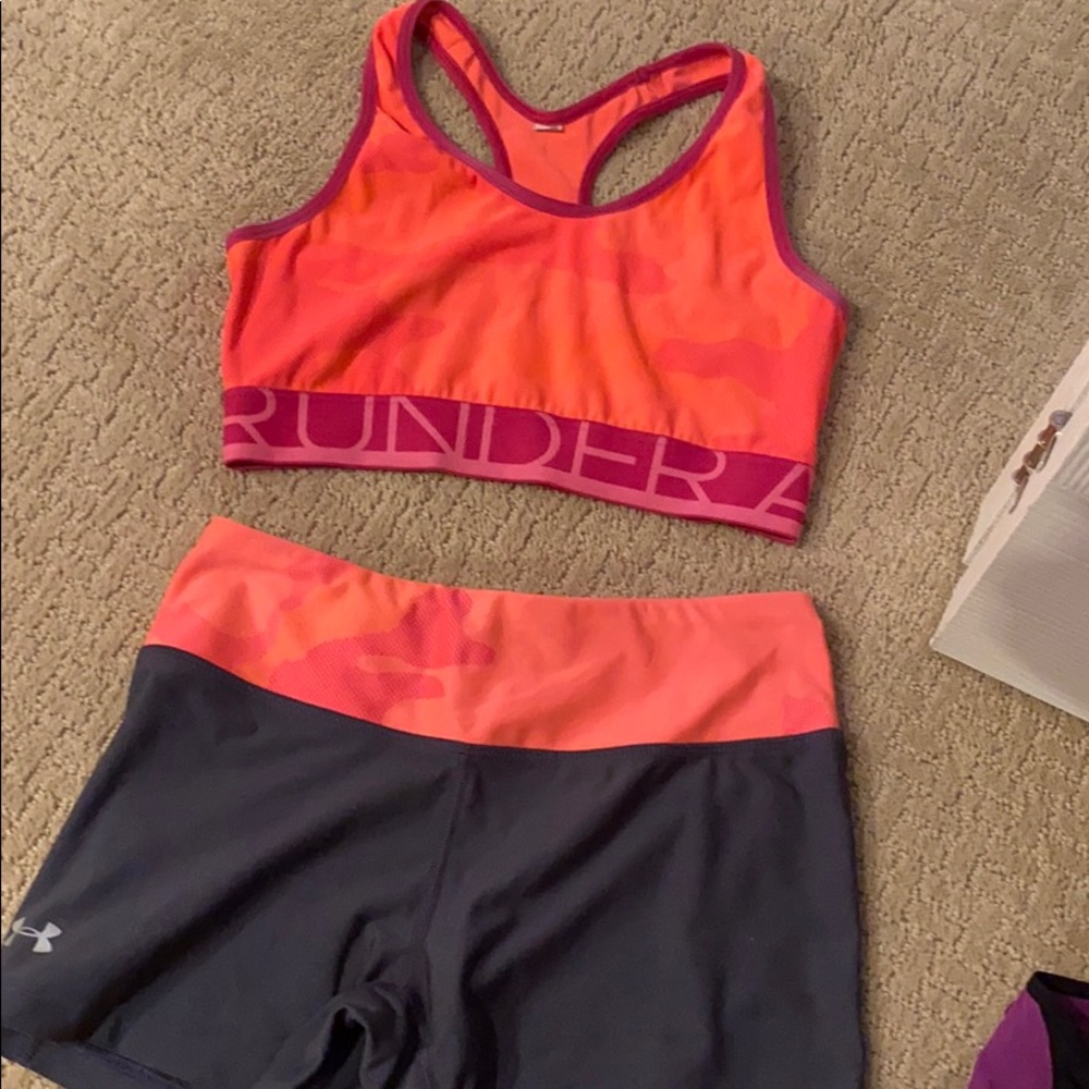 Under Armor Matching Sports Bra and Shorts Set